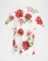 Oscar De La Renta Peony Printed Poplin Shift Dress In Multi