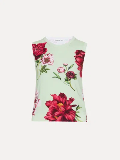 Oscar De La Renta Peony-print Sleeveless Knitted Top In Multi