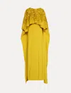 Oscar De La Renta Peony Sequin And Raffia Embroidered Caftan In Yellow