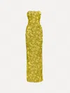 Oscar De La Renta Peony Sequin And Raffia Embroidered Gown In Yellow