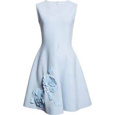 Oscar De La Renta Peony Sequin Embroidered Sleeveless Fit & Flare Dress In Blue