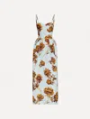 Oscar De La Renta Tonal Peony Print Faille Bustier Gown In Multi