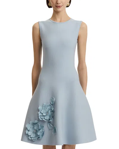 OSCAR DE LA RENTA OSCAR DE LA RENTA PEONY TRIM SLEEVELESS DRESS