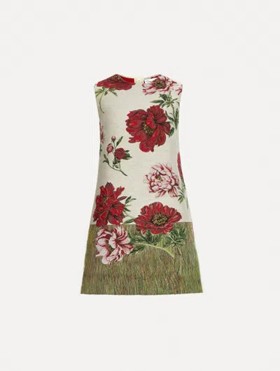 Oscar De La Renta Peony Unraveled Shift Dress In Multi