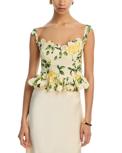 Oscar De La Renta Peplum Top In Yellow