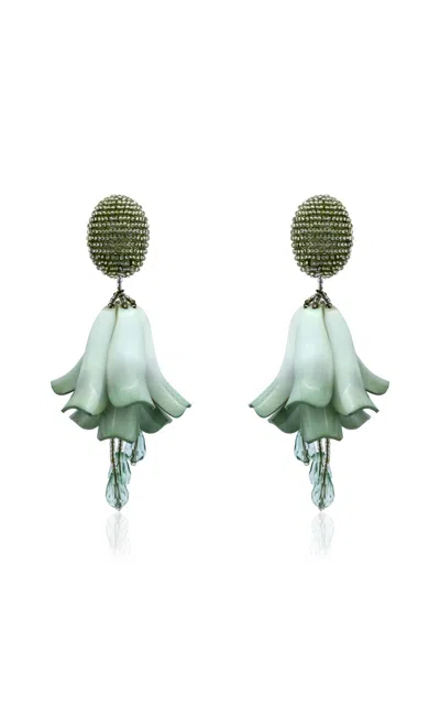 Oscar De La Renta Petal Dangle Earrings In Green