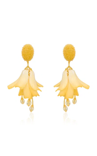 Oscar De La Renta Petal Dangle Earrings In Yellow