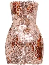 Oscar De La Renta Strapless Sequin Scallop Cocktail Dress In 粉色
