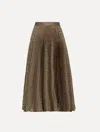 Oscar De La Renta Houndstooth Pleated Midi Skirt In Brown