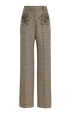 Oscar De La Renta Pied De Poule Wool Straight-leg Pants In Multi