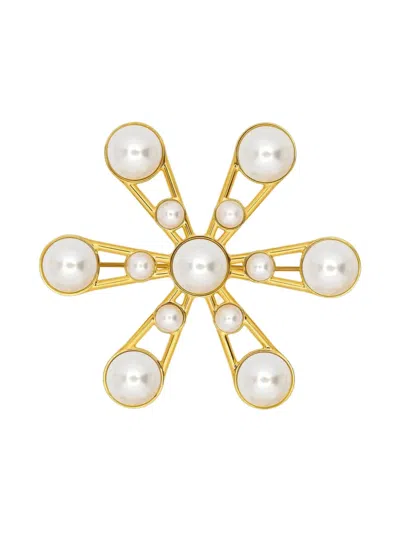 Oscar De La Renta Pin-fastening Brooch In Burgundy