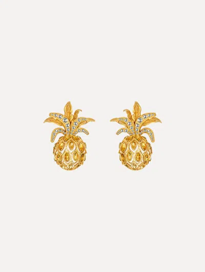 Oscar De La Renta Pineapple Pav Clip-on Earrings In Gold