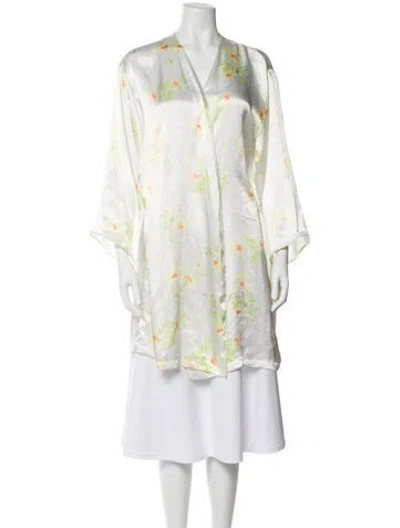 Pre-owned Oscar De La Renta Pink Label Floral Print Robe In Pink