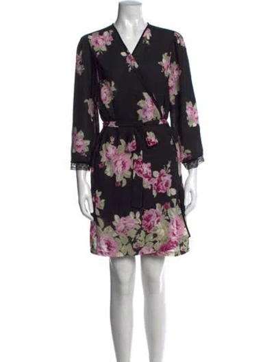 Pre-owned Oscar De La Renta Pink Label Mini Dress In Black/pink