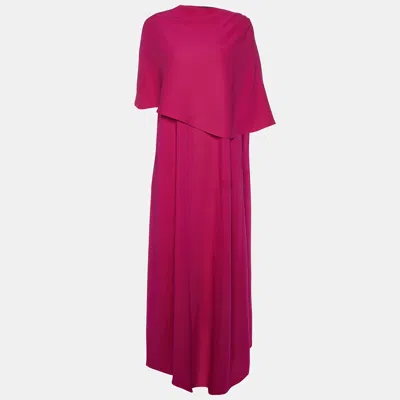 Pre-owned Oscar De La Renta Pink Silk Crepe Draped Gown S