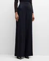 Oscar De La Renta Pinstripe Tailoring Wide-leg Pants In Navywhite