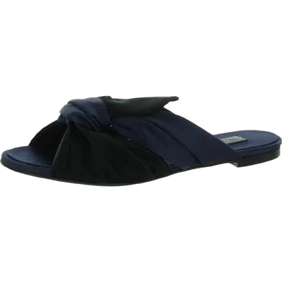 Oscar De La Renta Piper Womens Satin Slip-on Slide Sandals In Blue