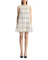 Oscar De La Renta Plaid Eyelash Tweed Shift Dress In White