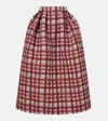 Oscar De La Renta Plaid Faille Midi Skirt In Multi