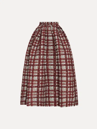 OSCAR DE LA RENTA PLAID FAILLE SKIRT