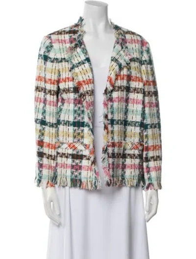 Pre-owned Oscar De La Renta Plaid Print Blazer W/ Tags In Blue