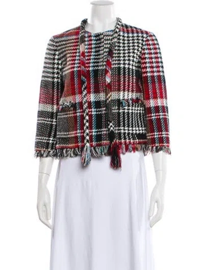 Pre-owned Oscar De La Renta Plaid Print Evening Jacket In Multi