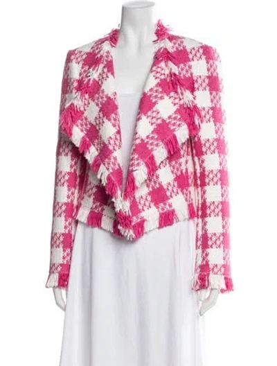 Pre-owned Oscar De La Renta Plaid Print Jacket In Pink