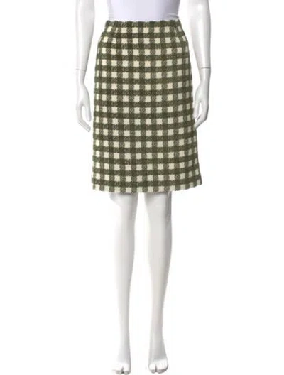 Pre-owned Oscar De La Renta Plaid Print Knee-length Skirt In Gray