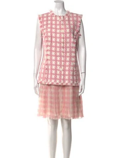 Pre-owned Oscar De La Renta Plaid Print Mini Dress In Multi