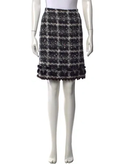 Pre-owned Oscar De La Renta Plaid Print Mini Skirt In Black