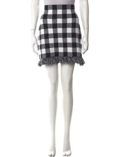 Pre-owned Oscar De La Renta Plaid Print Mini Skirt W/ Tags In Black