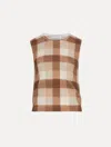 Oscar De La Renta Checked Sleeveless Vest In Brown