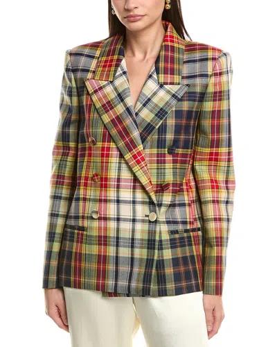 Oscar De La Renta Plaid Silk-lined Wool Jacket In Animal Print