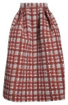 Oscar De La Renta Plaid Textured Faille A-line Skirt In Multi