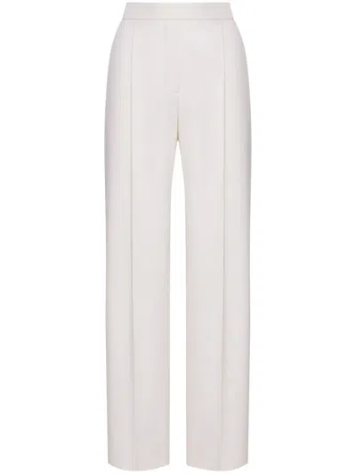 Oscar De La Renta Pleat-detailing Wool-blend Trousers In White