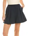 Oscar De La Renta Pleat Front Wool-blend Short In Navy