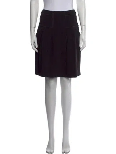 Pre-owned Oscar De La Renta Pleated Accents Knee-length Skirt In Black
