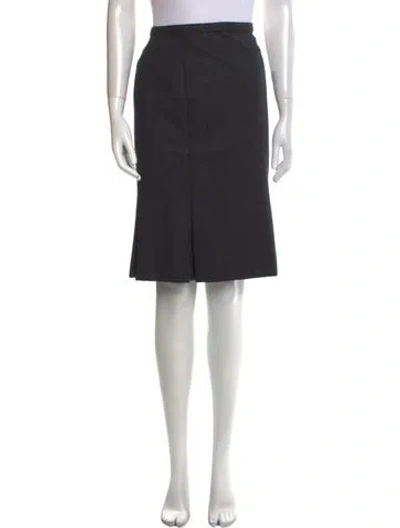 Pre-owned Oscar De La Renta Pleated Accents Knee-length Skirt In Black