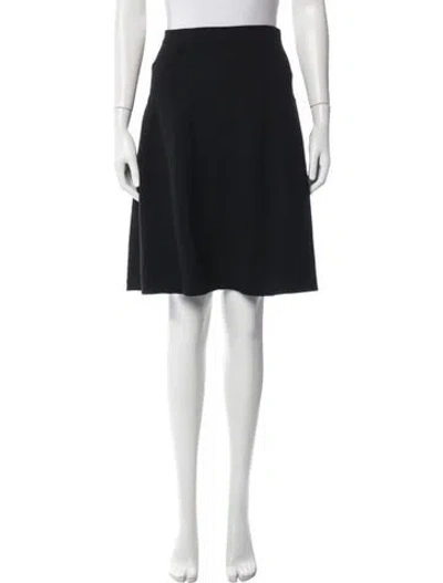 Pre-owned Oscar De La Renta Pleated Accents Knee-length Skirt In Black