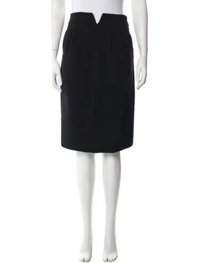 Pre-owned Oscar De La Renta Pleated Accents Knee-length Skirt In Black
