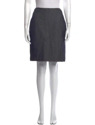 Pre-owned Oscar De La Renta Pleated Accents Knee-length Skirt In Blue