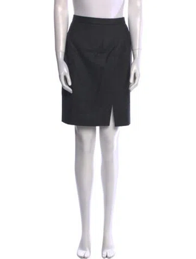 Pre-owned Oscar De La Renta Pleated Accents Knee-length Skirt In Gray