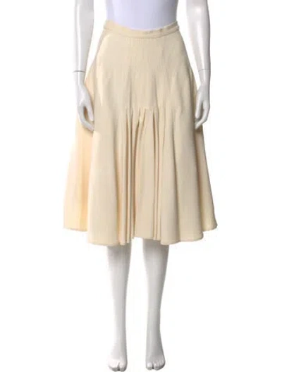 Pre-owned Oscar De La Renta Pleated Accents Knee-length Skirt In Neutral