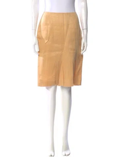 Pre-owned Oscar De La Renta Pleated Accents Knee-length Skirt In Neutral