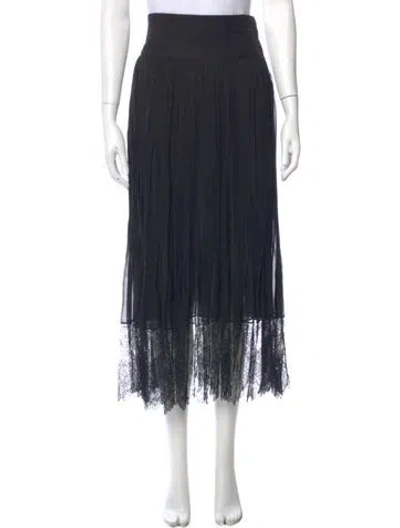 Pre-owned Oscar De La Renta Pleated Accents Midi Length Skirt In Blue
