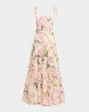 Oscar De La Renta Pleated Floral-print Silk-blend Organza Gown