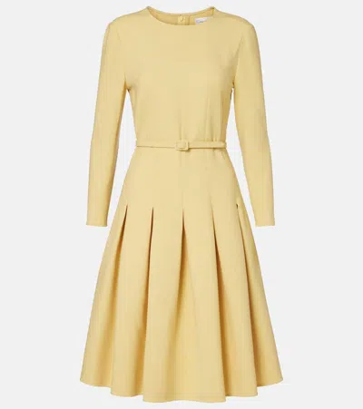 Oscar De La Renta Belted Wool-blend Midi Dress In Yellow