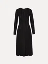 Oscar De La Renta Pleated Inset Knitted Dress In Black
