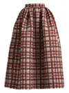 Oscar De La Renta Textured Plaid-print Pleated Midi Circle Skirt In Neutral