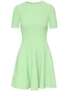 Oscar De La Renta Pleated Short-sleeve Minidress In Grün